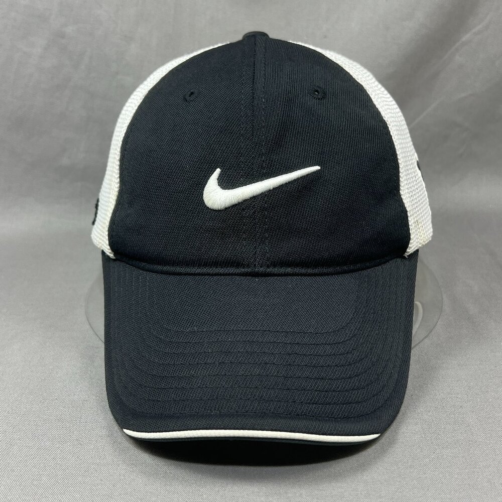 Nike Golf One VR Swoosh Flexfit M/L Hat Cap Black Trucker Mesh Running Dad Mens - Picture 2 of 15